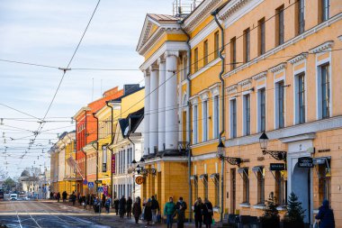 Helsinki, Finlandiya - 18 Mart 2023: Kışın kent merkezi, HDR Image