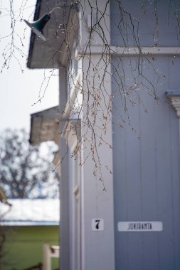 Rauma, Finlandiya - Şubat 12023: Kışın tarihi merkez, HDR Image