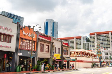 Singapur - Temmuz 12023: Çin Mahallesi Sunny Weather, HDR Görüntü