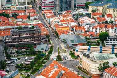 Singapur - Temmuz 12023: Bulutlu havada şehir silueti, HDR Görüntü