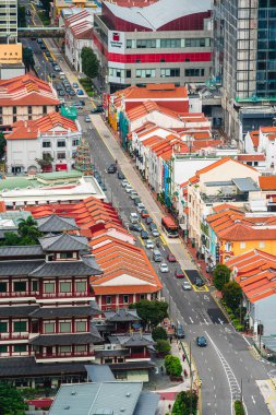 Singapur - Temmuz 12023: Bulutlu havada şehir silueti, HDR Görüntü