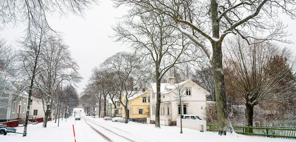 Mariehamn Aland Finland Maart 2023 Historisch Centrum Bij Sneeuwweer — Stockfoto