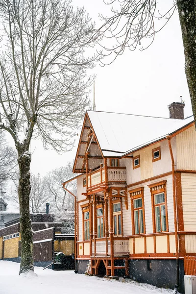 2023年3月25日 芬兰奥兰 玛丽厄姆 历史上的多雪城市中心 — 图库照片