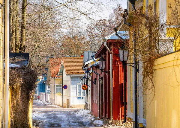 芬兰Naantali 2023年3月21日 冬季历史村 人类发展报告处图像 — 图库照片