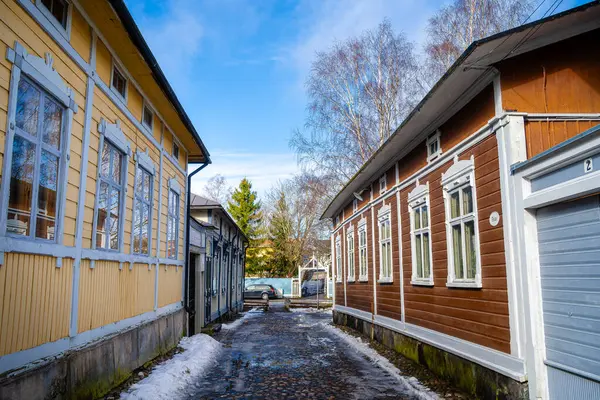 Rauma Finland Februari 2023 Historisch Centrum Winter Hdr Afbeelding — Stockfoto