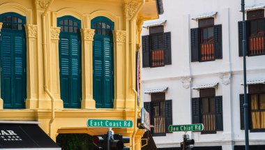 Singapur - Temmuz 12023: Joo Chiat İlçe simgeleri, HDR Görüntü