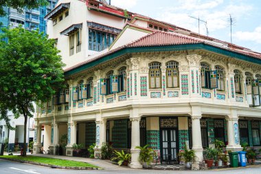 Singapur - Temmuz 12023: Singapur 'un küçük Hindistan bölgesi Bulutlu havada, HDR Image