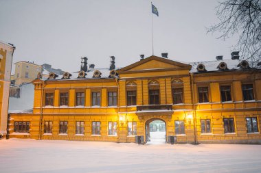 Turku, Finlandiya - 27 Mart 2023: Geceleyin tarihi simgeler, HDR Image
