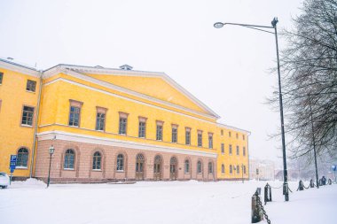 Turku, Finlandiya - 27 Mart 2023: Kışın şehir manzarası, HDR Görüntü