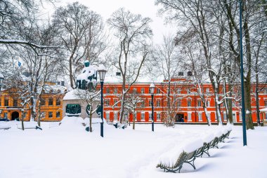 Turku, Finlandiya - 27 Mart 2023: Kışın şehir manzarası, HDR Görüntü