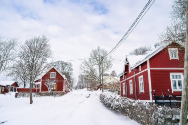 Turku, Finlandiya - 27 Mart 2023: Kışın şehir manzarası, HDR Görüntü