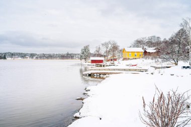 Turku, Finlandiya - 27 Mart 2023: Kışın şehir manzarası, HDR Görüntü