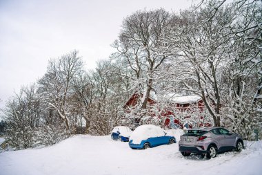 Turku, Finlandiya - 27 Mart 2023: Kışın şehir manzarası, HDR Görüntü