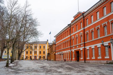 Turku, Finlandiya - Mart 12023: Kışın tarihi kent simgeleri, HDR Görüntü