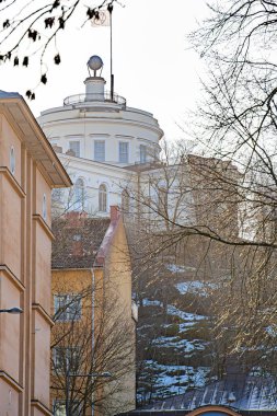 Turku, Finlandiya - Mart 12023: Kışın tarihi kent simgeleri, HDR Görüntü