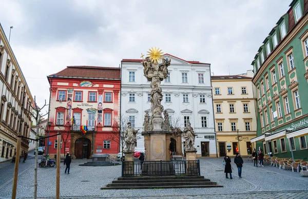Brno, Çek Cumhuriyeti - Mart 12023: Bulutlu havada tarihi kent merkezi, HDR Görüntü