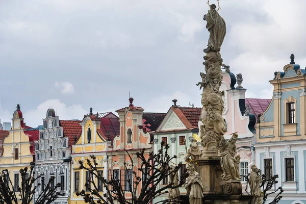 Telc República Checa Março 2023 Centro Histórico Cidade Tempo Nublado — Fotografia de Stock