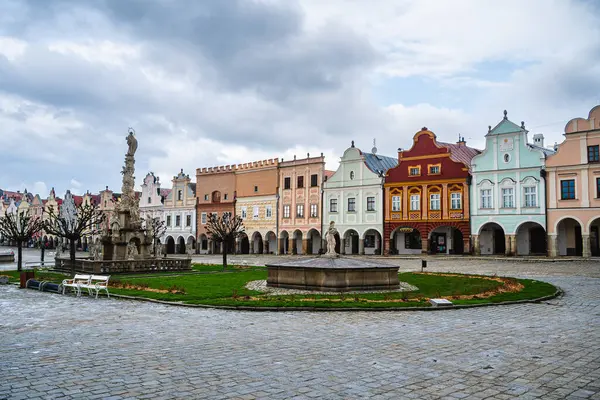 Telc Czech Republic March 2023 Historical City Center Cloudy Weather — Stock Photo, Image