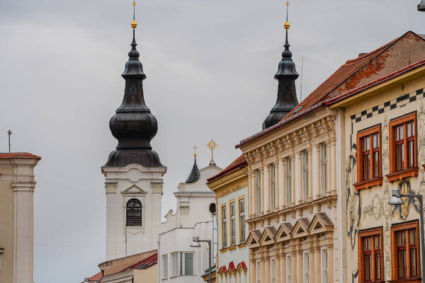Znojmo, Czech Republic - March 1 2023: Historical city center in cloudy weather