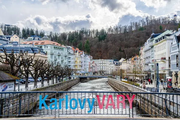 Karlovy Vary Czech Republic March 2023 Historical City Center Springtime — Stock Photo, Image