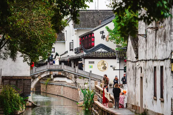 Suzhou Chine Décembre 2023 Centre Ville Historique Par Temps Nuageux — Photo