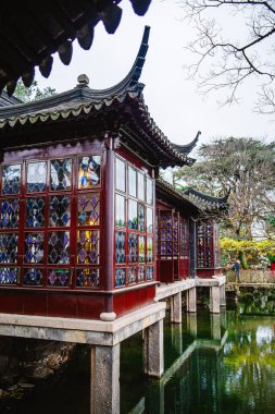 Suzhou, Çin - Aralık 12023: Bulutlu havada mütevazı Yöneticinin Bahçesi, HDR Görüntü