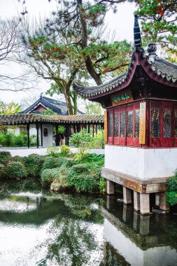 Suzhou, Çin - Aralık 12023: Bulutlu havada mütevazı Yöneticinin Bahçesi, HDR Görüntü