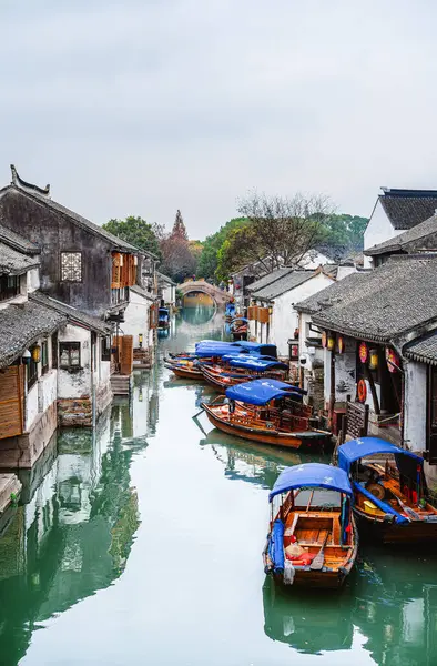 Zhouzhuang China Dezember 2023 Historisches Dorf Bei Bewölktem Wetter Hdr — Stockfoto