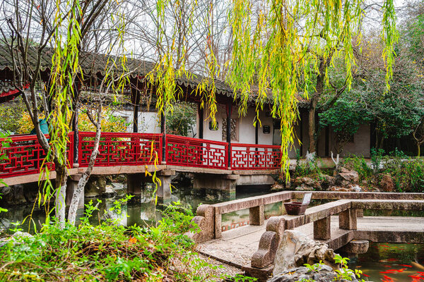 Tongli, China - December 1 2023: Historical city center in cloudy weather, HDR Image