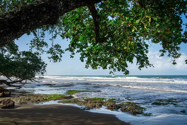Gyönyörű Kilátás Nyílik Cahuita Costa Rica Karib Tenger Partján — Stock Fotó
