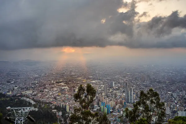 View on Bogota from Monserrate at dusk, Colombia