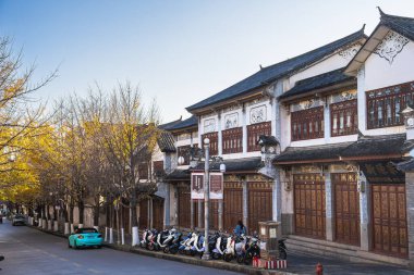 Dali, Çin - 1 Aralık 2023: Güneşli havada Eski Şehir, HDR Görüntü