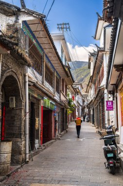 Dali, Çin - Aralık 12023: Güneşli havada Eski Şehir, HDR Görüntü