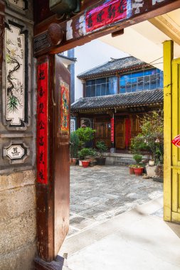 Dali, Çin - Aralık 12023: Güneşli havada Eski Şehir, HDR Görüntü