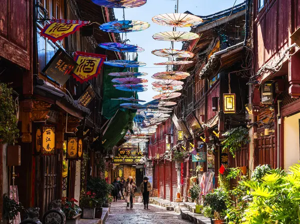 Lijiang Çin Aralık 2023 Sunny Weather Tarihi Şehir Merkezi Hdr — Stok fotoğraf
