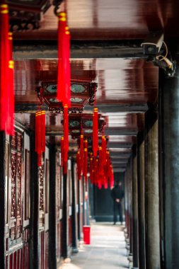 Chengdu, Çin - 5 Aralık 2023: Wenshu Tapınağı güneşli hava, HDR Görüntü