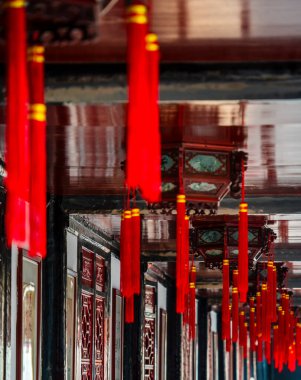 Chengdu, Çin - 5 Aralık 2023: Wenshu Tapınağı güneşli hava, HDR Görüntü