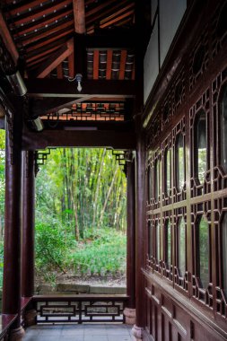 Chengdu, Çin - 2 Aralık 2023: Du Fu Thatched Cottage Park, HDR Image