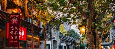Chengdu, Çin - 23 Aralık 2023: Kuanzhai Alley, HDR Görüntü