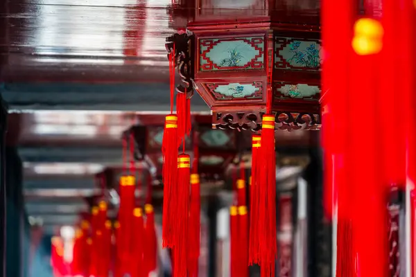 Чэнду Китай Декабря 2023 Года Храм Вэньшу Солнечную Погоду Изображение — стоковое фото