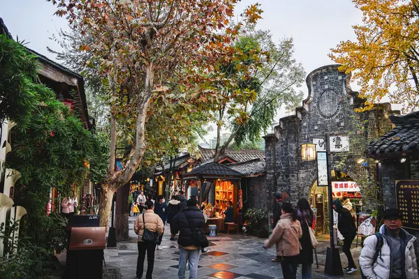 Chengdu China Dezembro 2023 Kuanzhai Alley Anoitecer Hdr Image — Fotografia de Stock