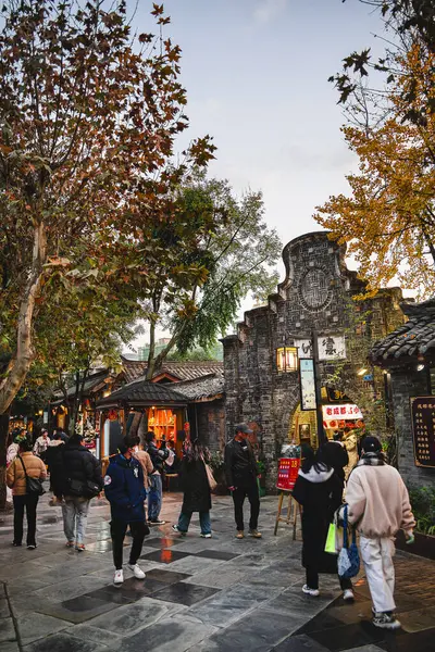 Chengdu China Decembrie 2023 Aleea Kuanzhai Amurg Hdr Imagine — Fotografie, imagine de stoc