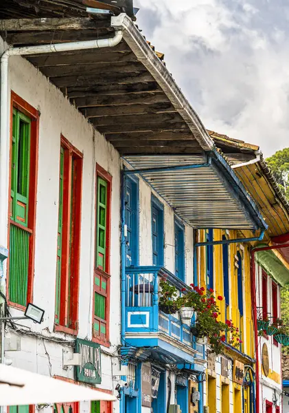 stock image Salento, Colombia - February 3, 2024 : Historical city center in cloudy weather, HDR Image