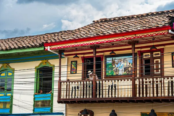 stock image Filandia, Quindio, Colombia - February 3, 2024 : Picturesque town in cloudy weather, HDR image