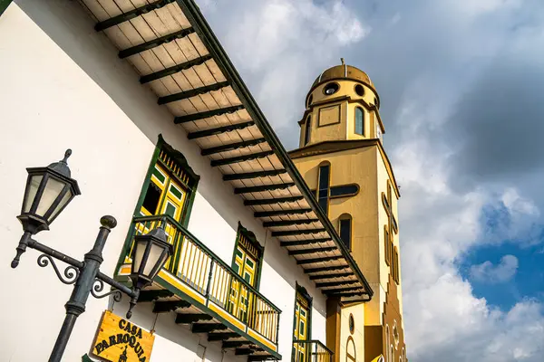 stock image Salento, Colombia - February 3, 2024 : Historical city center in cloudy weather, HDR Image