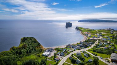 Perc, manzaralı sahil köyü Gaspe Yarımadası, Quebec, Kanada