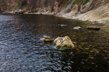 Gaspe Yarımadası kıyısındaki Saint Lawrence Nehri, HDR Görüntü