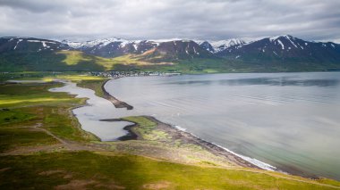 Akureyri Panorama, Kuzey İzlanda, HDR Görüntü