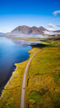 Aerial drone view of Eastf jords in Iceland clipart