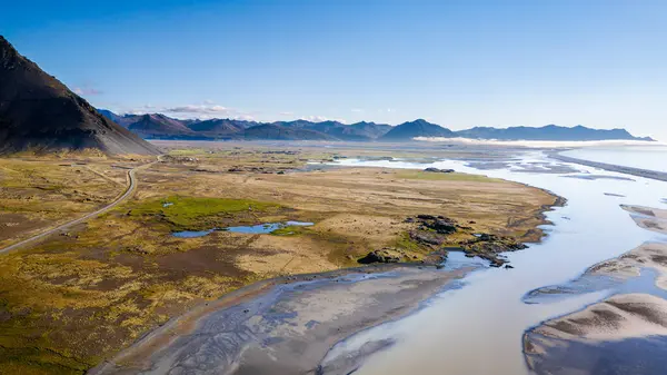 stock image Aerial drone view of Eastf jords in Iceland